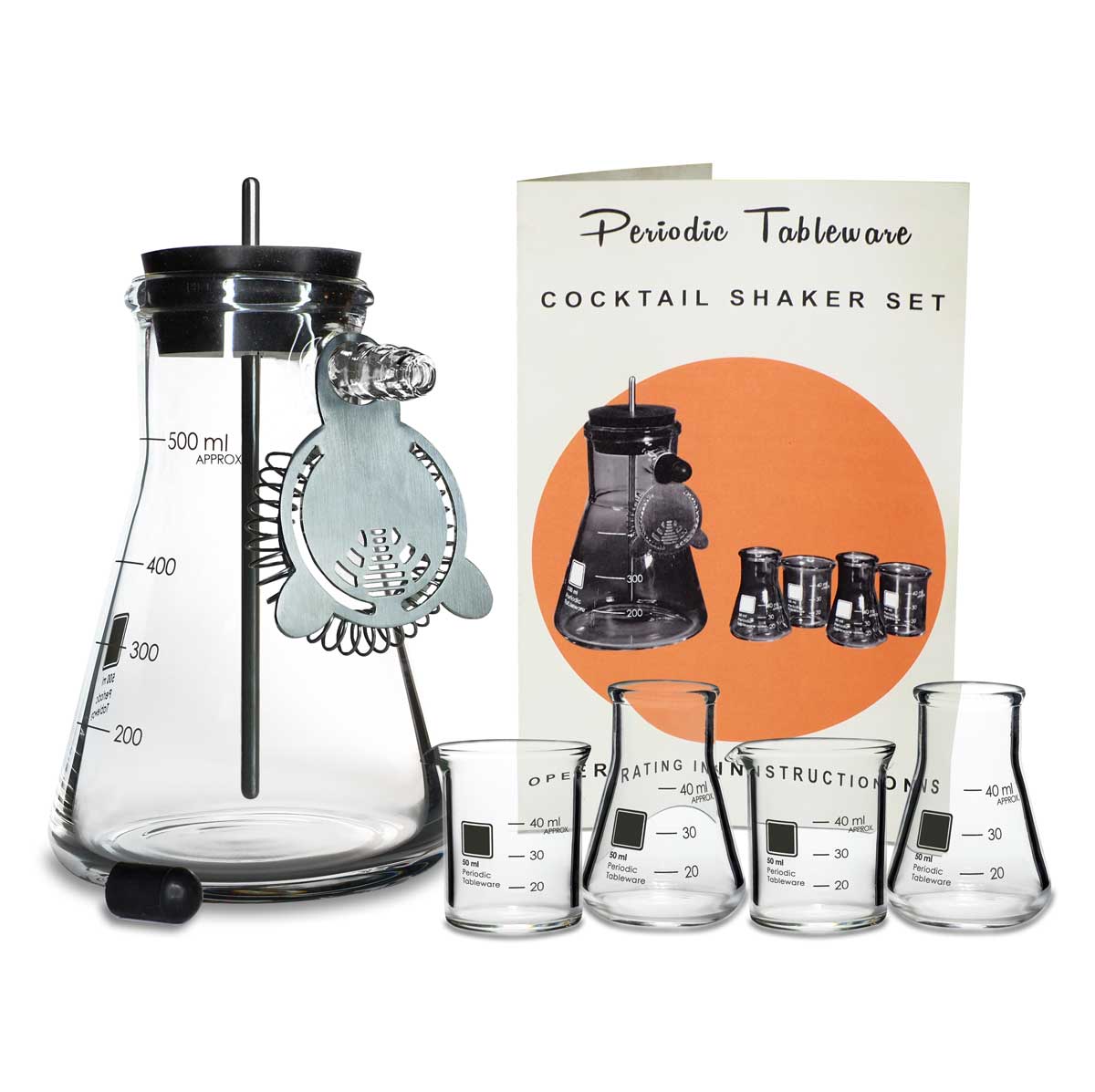 Laboratory Flask Cocktail Shaker Set - Periodic Tableware