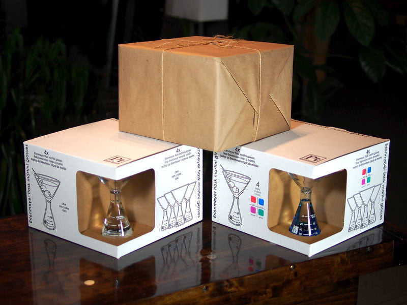 Flask Base Martini Glasses - Periodic Tableware