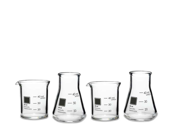 Laboratory Beaker and Flask Shot Glass Set - Periodic Tableware
